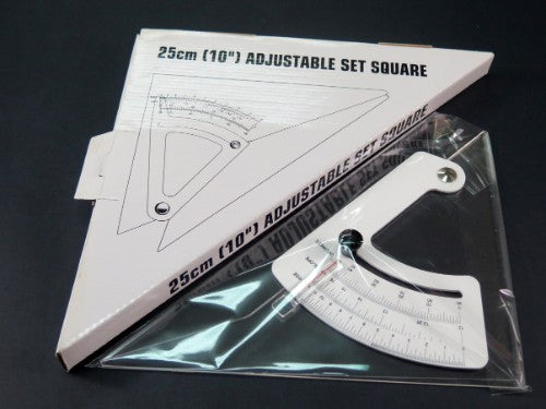 Adjustable 25cm set square for precise measuring and drafting, ideal for architects, engineers, and students.