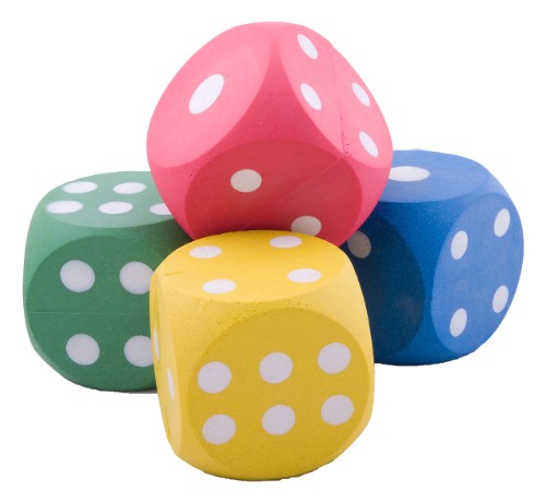 Vibrant 53mm rubber dice for board games and crafts, perfect for all ages with assorted colors and durable design.