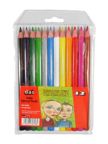 Das 9508/12 Jumbo Col Pencil with vibrant colors, thick lead for smooth application and ergonomic design for comfort.