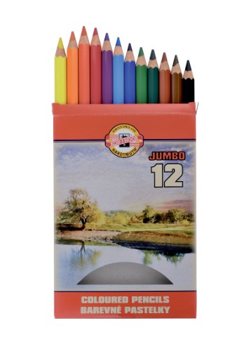 Vibrant 12-pack Omega Colour Pencils, ideal for kids' creative projects and durable for classroom use.