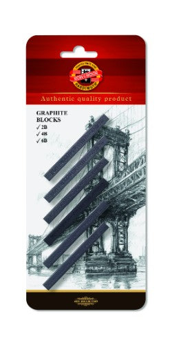 Koh-I-Noor Graphite Block 7x7mm in 2B, 4B, and 6B for smooth, versatile sketching and drawing.