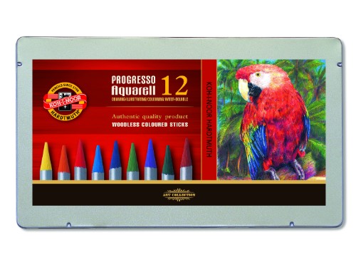 Woodless colored pencils in a set of 12, ideal for vibrant watercolor effects and versatile art techniques.