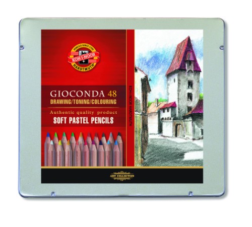 Set of 48 Gioconda Soft Pastel Pencils in vibrant colors for smooth application and excellent blendability.