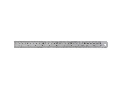 Masters stainless steel ruler 12"/30cm with clear measurements, durable design, and ergonomic rounded edges for precision measuring.