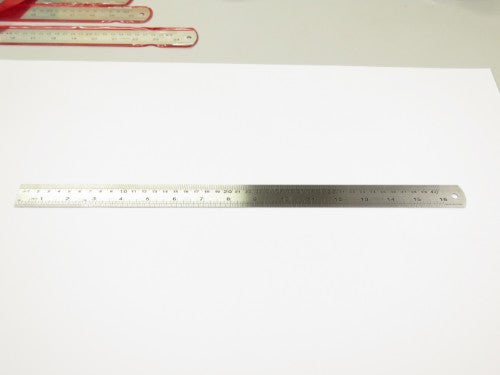 Masters 16-inch stainless steel ruler with dual measurement system, precise markings, and rust-resistant design for versatile use.