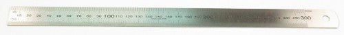 30cm stainless steel ruler featuring clear metric measurements, ideal for precise drafting and everyday use.