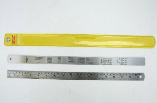 Durable 24-inch stainless steel ruler with clear scale for precise measurements in various projects.