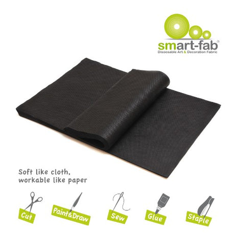 45 pack of 12x18 black Smart-Fab cut sheets, durable non-woven fabric for versatile arts and crafts projects.