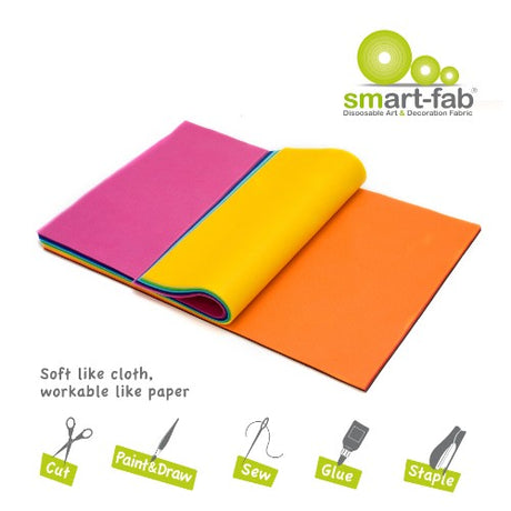 Assorted Smart-Fab Cut Sheets 12x18, vibrant non-woven fabric for creative arts and crafts projects.