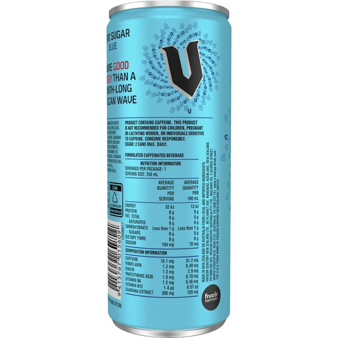 V Blue Energy Drink Sugar Free Single can 250mL