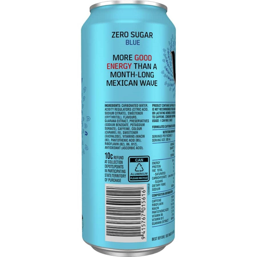 V Blue Energy Drink Sugar Free Single can 500mL