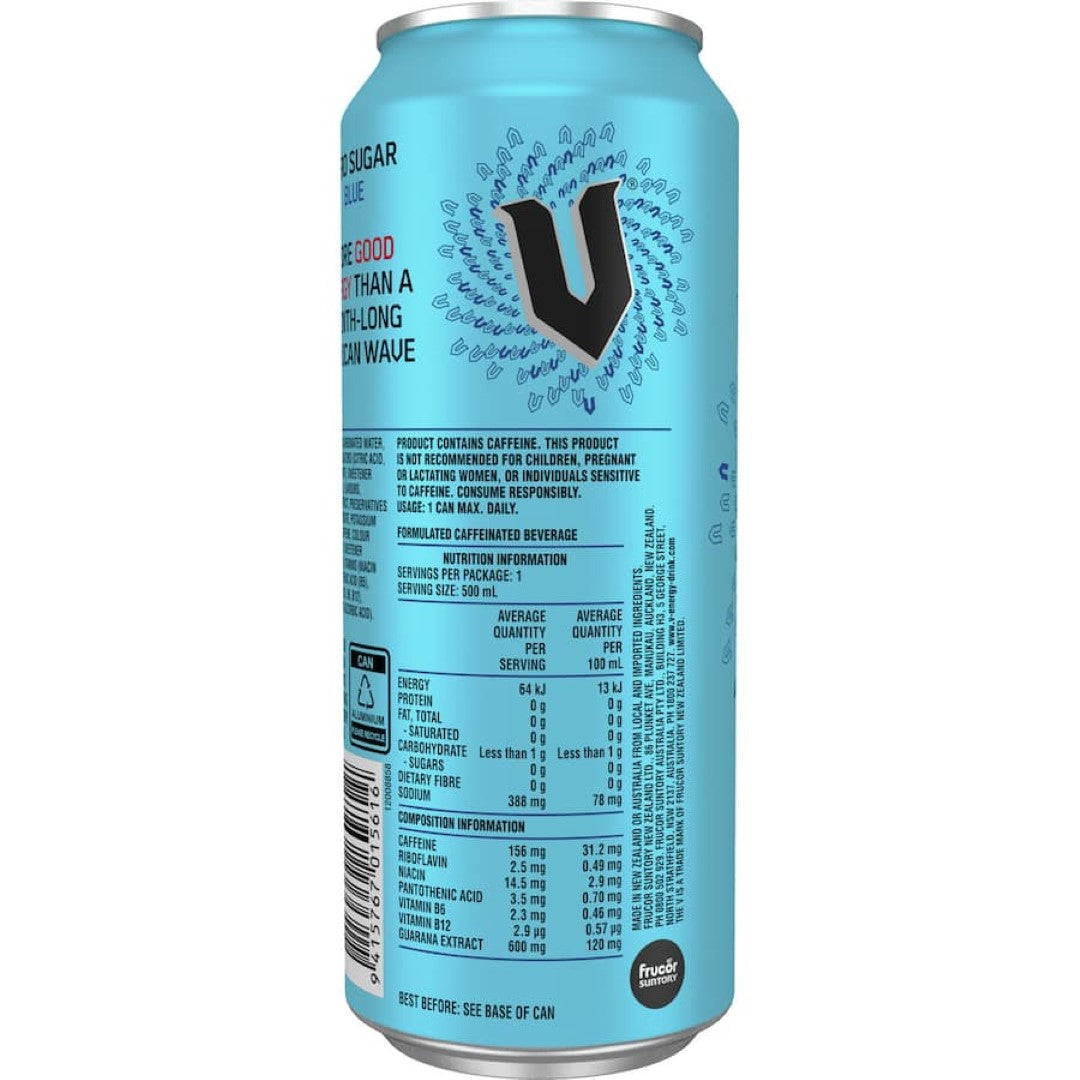 V Blue Energy Drink Sugar Free Single can 500mL