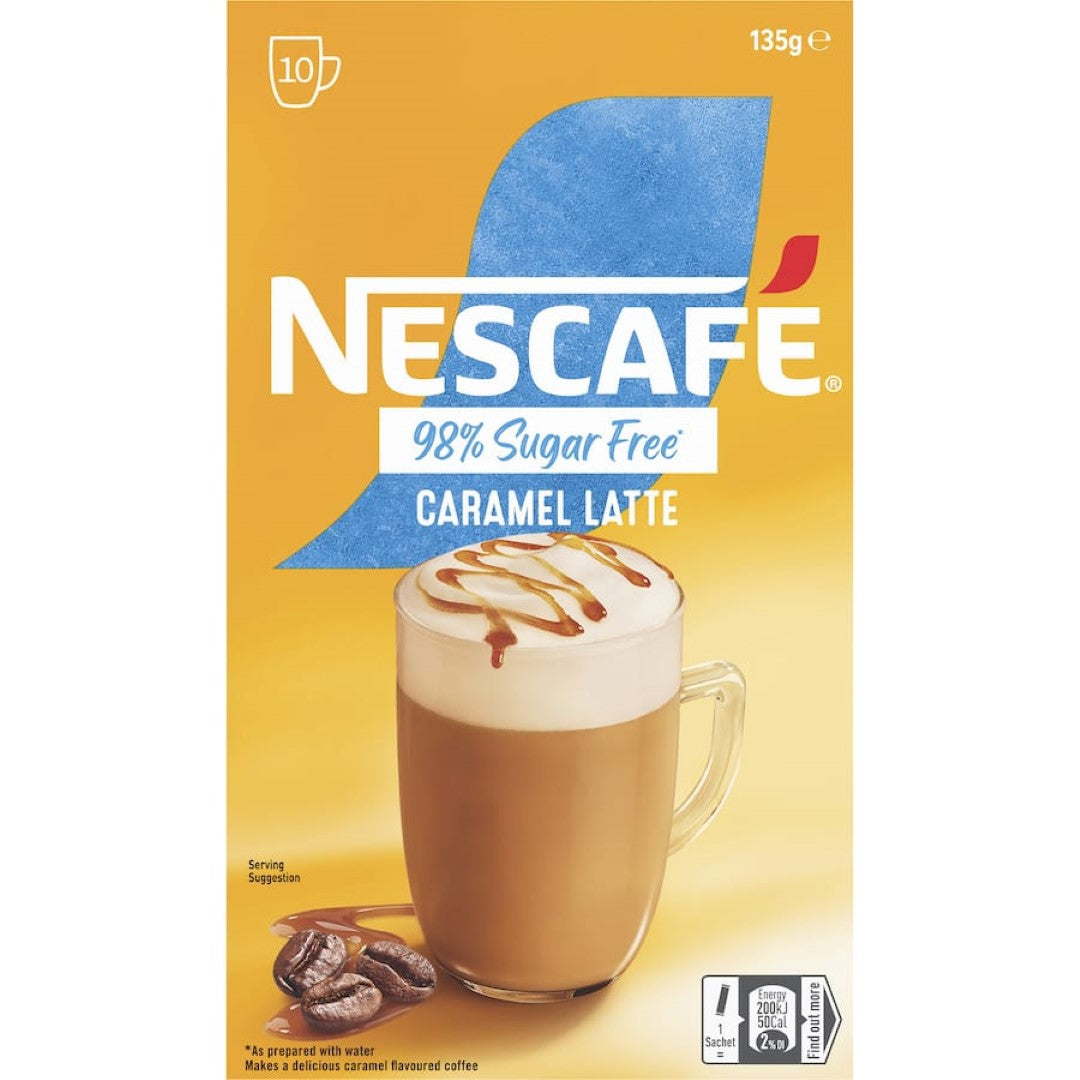 Nescafé Coffee Sachets 98% Sugar Free Caramel Latte 10pack 135g