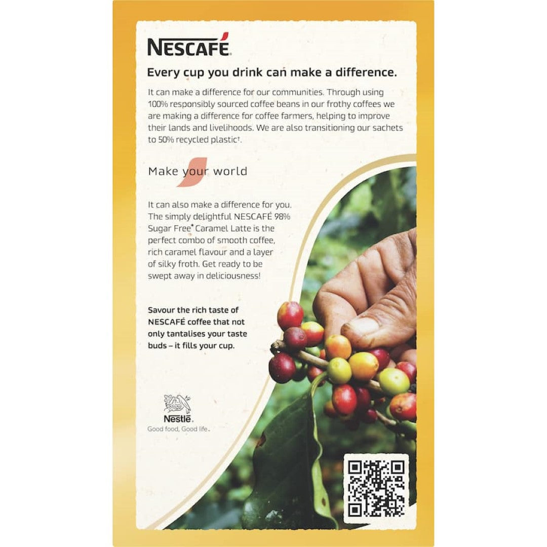 Nescafé Coffee Sachets 98% Sugar Free Caramel Latte 10pack 135g
