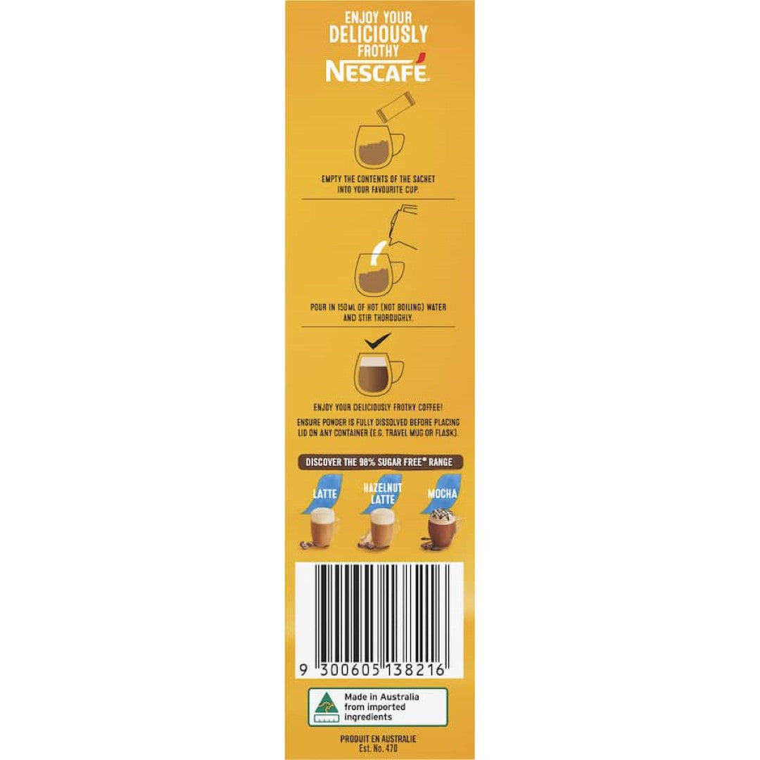 Nescafé Coffee Sachets 98% Sugar Free Caramel Latte 10pack 135g