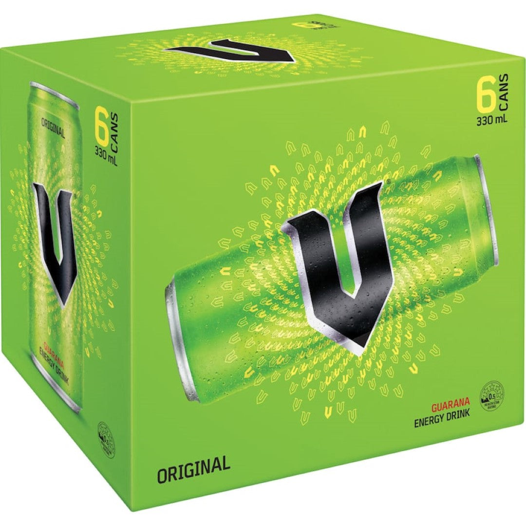V Green Energy Drink 330ml cans 6pack