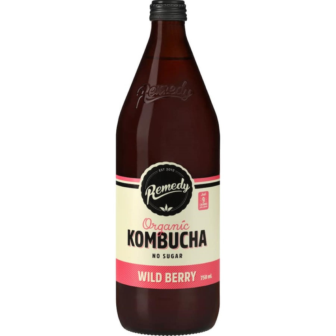 Remedy Kombucha Wild Berry No Sugar Bottle 750mL