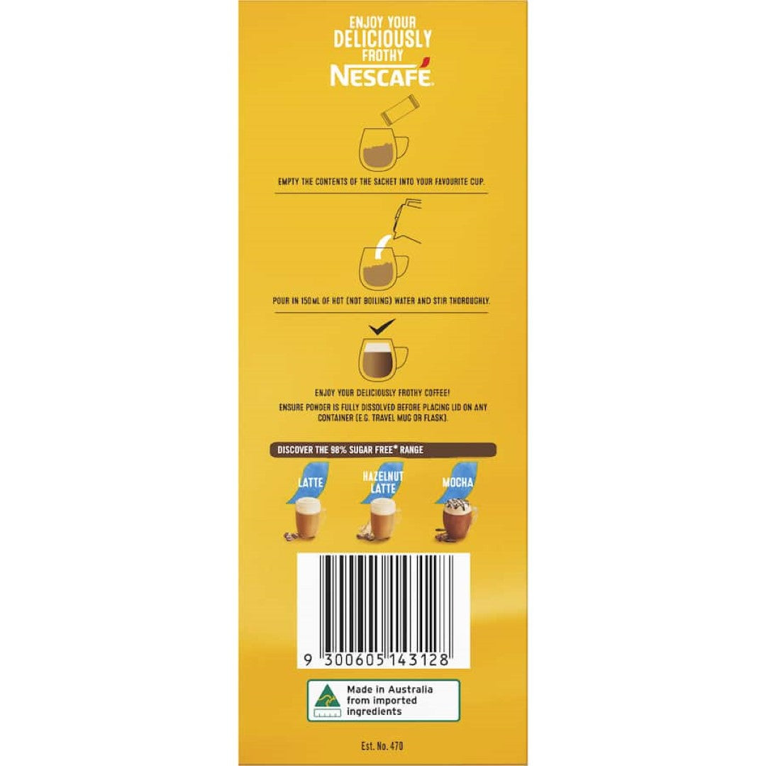 Nescafé Coffee Sachets 98% Sugar Free Latte Caramel 26 pack 351g