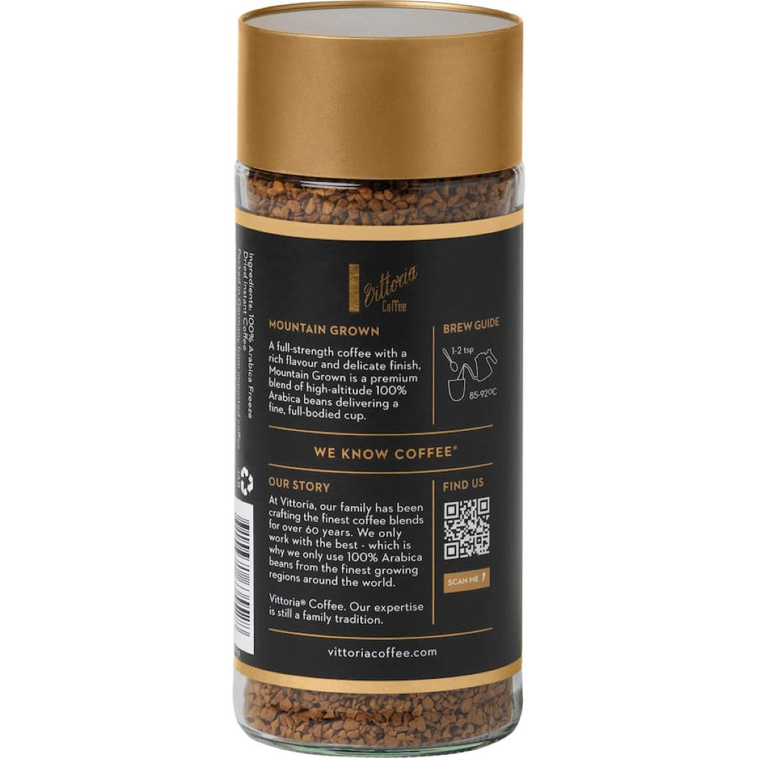 Vittoria Instant Coffee Mountain Grown Freeze Dried Jar 100g