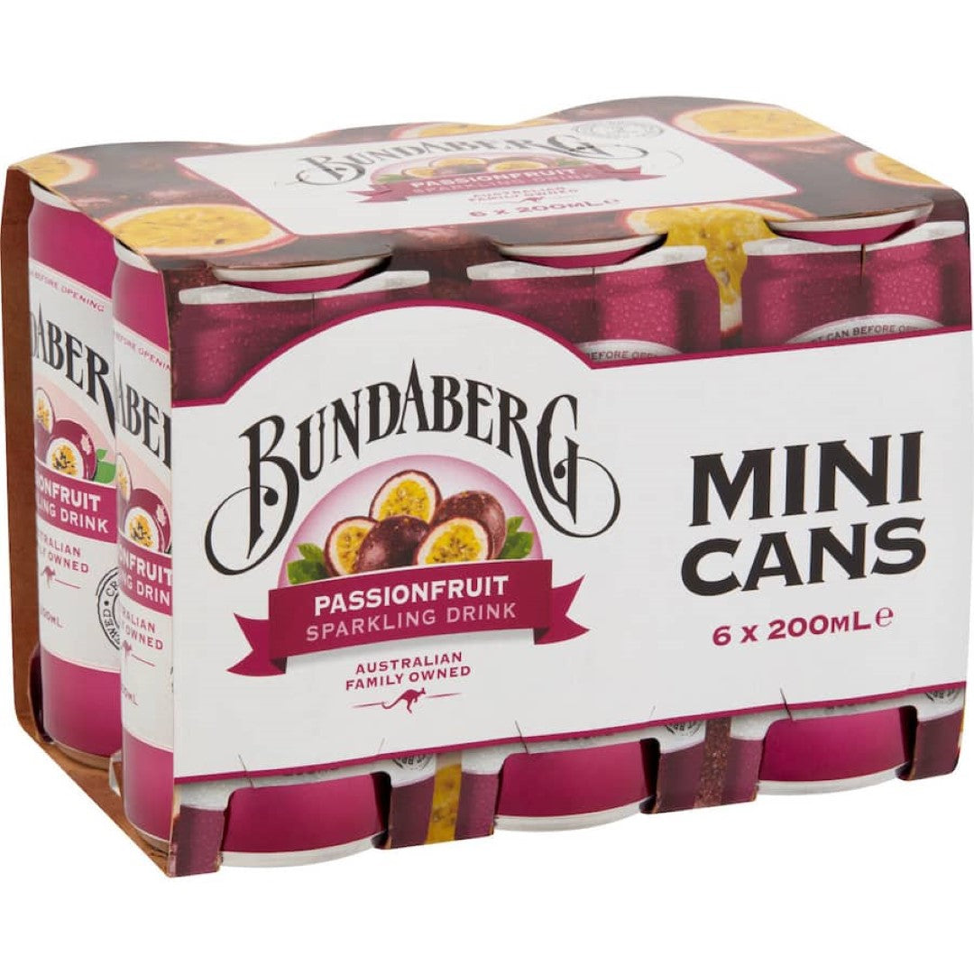 Bundaberg Passionfruit Soft Drink  200ml cans 6pack