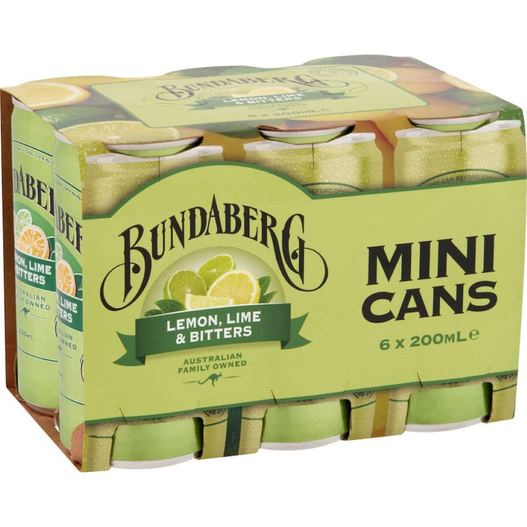 Bundaberg Lemon, Lime & Bitters 200ml mini cans 6pack