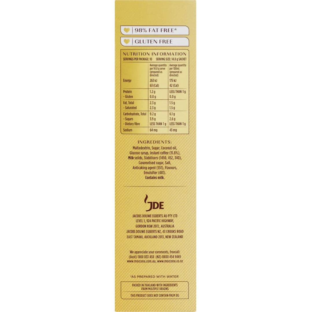 Moccona Coffee Sachets Latte 10 pack 148g