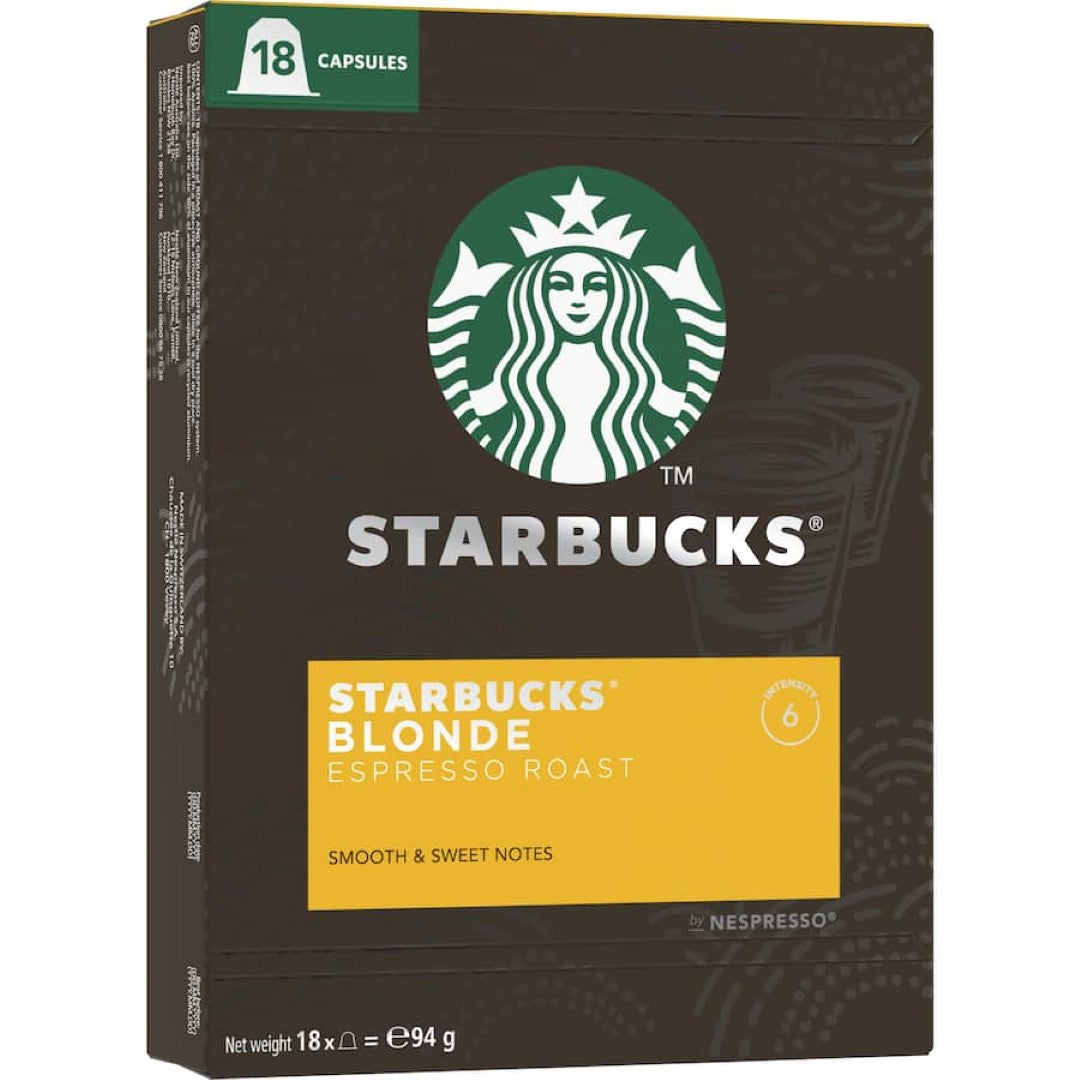 Starbucks By Nespresso Coffee Capsules Blonde Espresso Roast 18pack