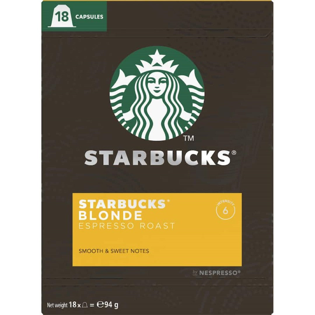 Starbucks By Nespresso Coffee Capsules Blonde Espresso Roast 18pack