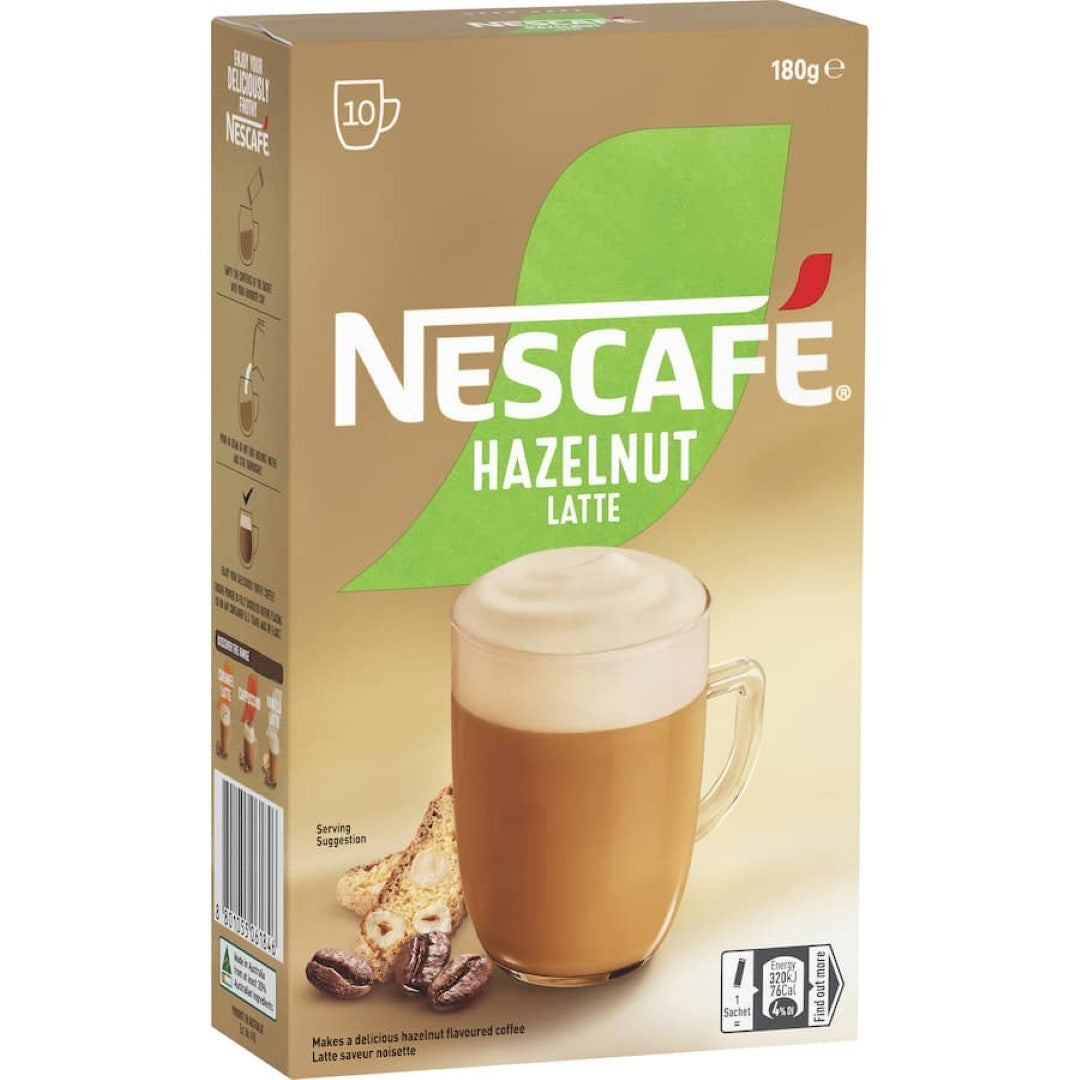 Nescafé Coffee Sachets Hazelnut Latte 10 pack 180g