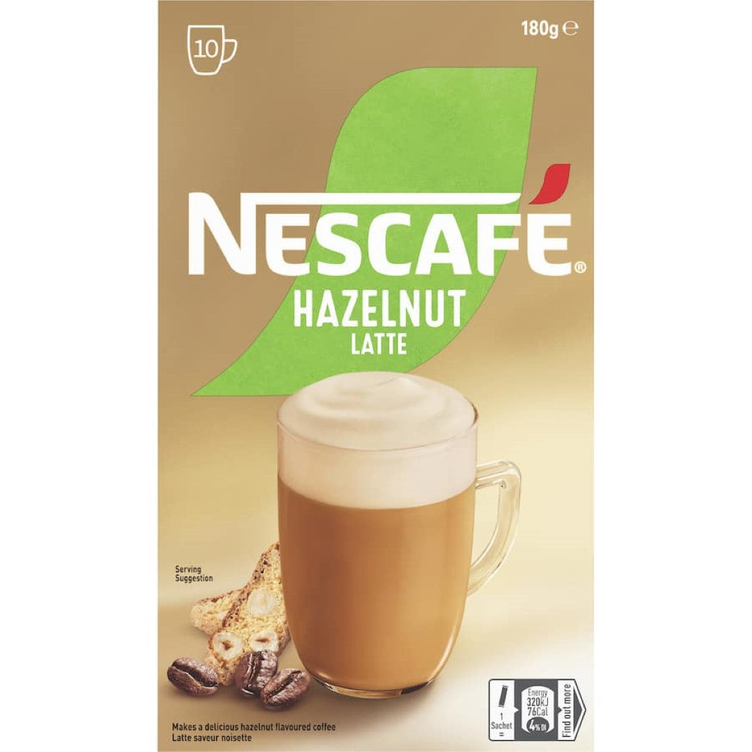 Nescafé Coffee Sachets Hazelnut Latte 10 pack 180g