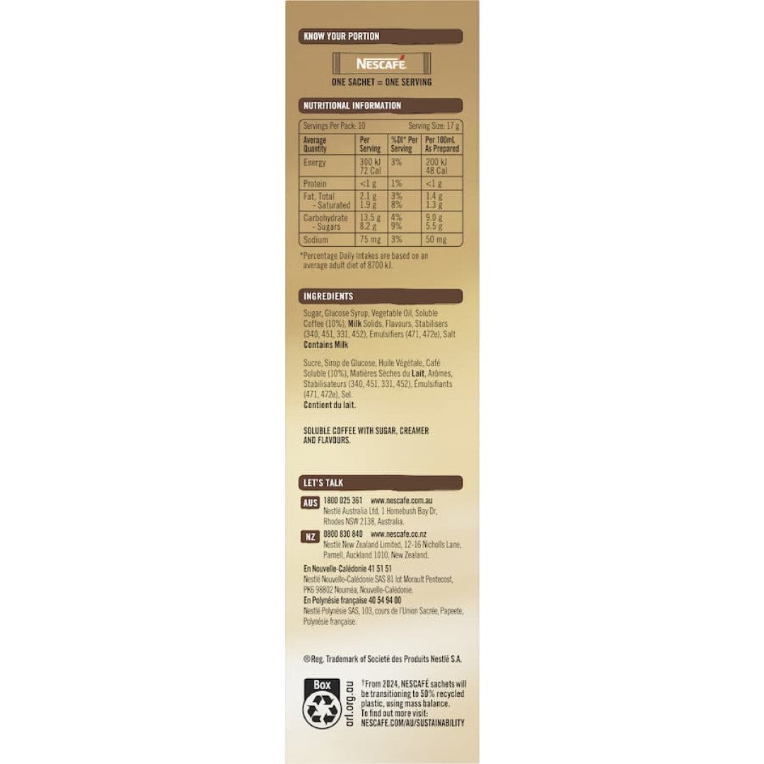 Nescafé Coffee Sachets Caramel Latte 10pack 170g