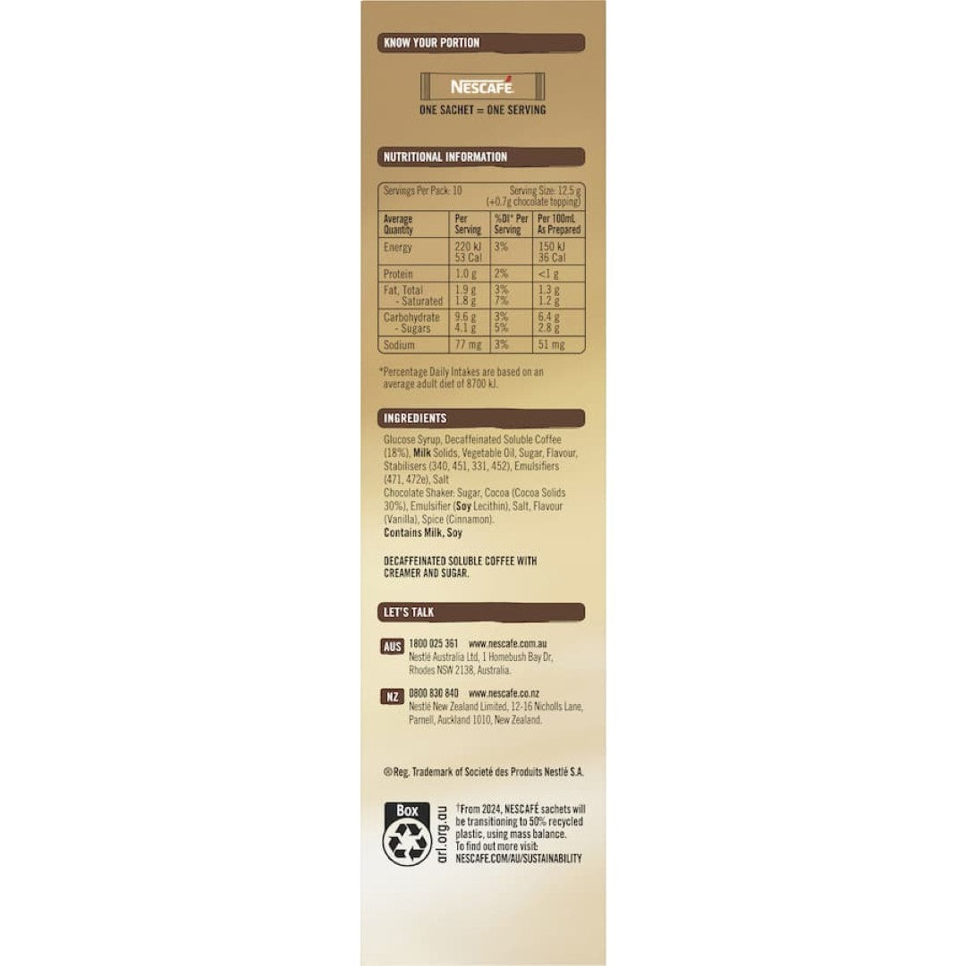 Nescafé Coffee Sachets Cappuccino Decaf 10pack 132g