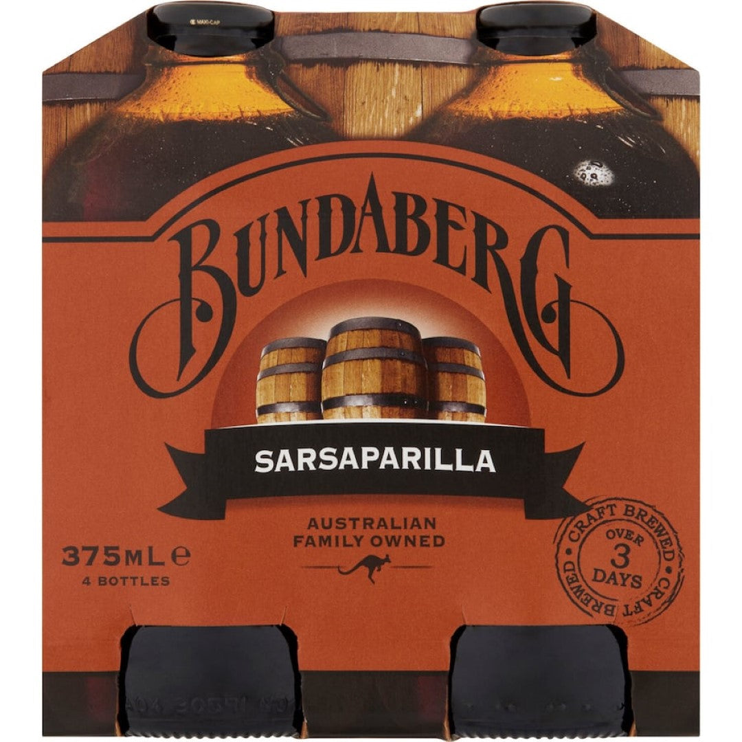 Bundaberg Soft Drink Sarsaparilla 375ml bottles 4pack