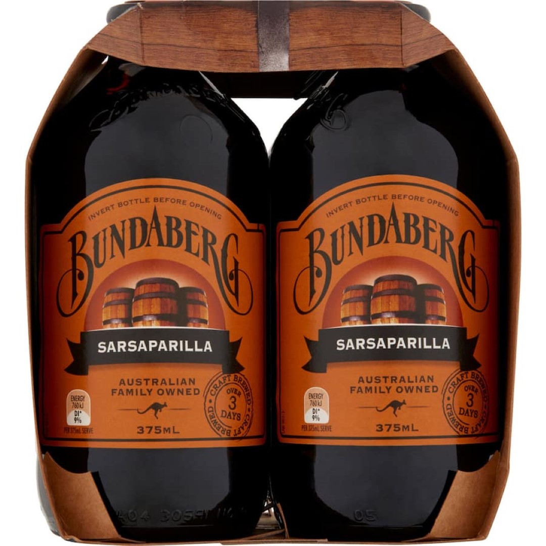 Bundaberg Soft Drink Sarsaparilla 375ml bottles 4pack