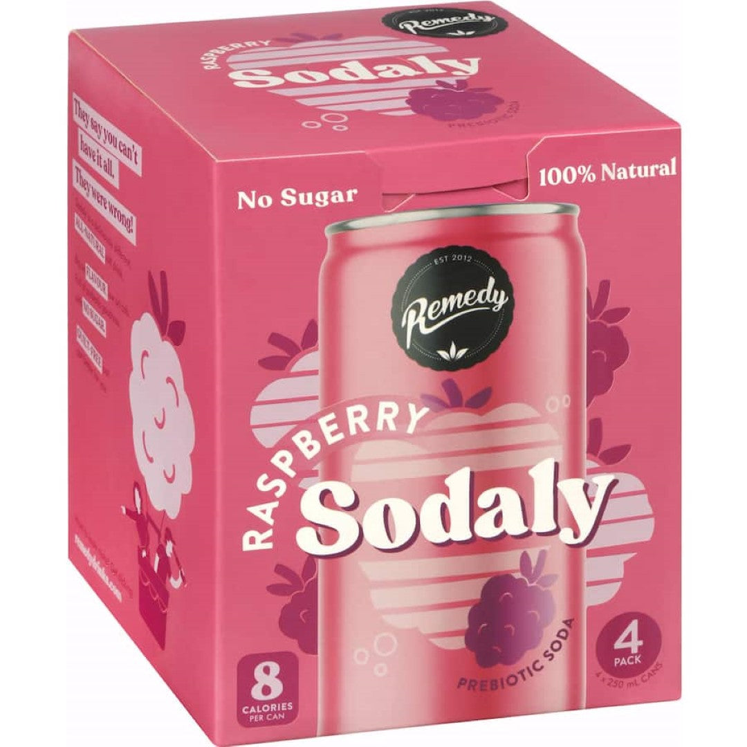 Remedy Sodaly Raspberry 250ml cans 4pack
