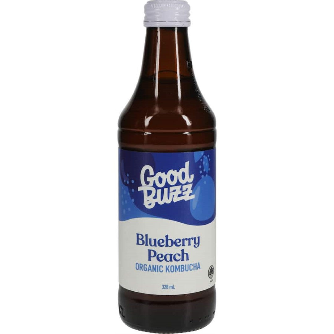 Good Buzz Kombucha Blueberry Peach Bottle 328mL