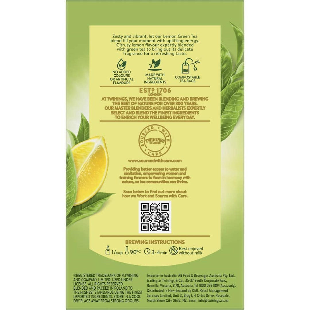 Twinings Green Tea Lemon Bags 50pack