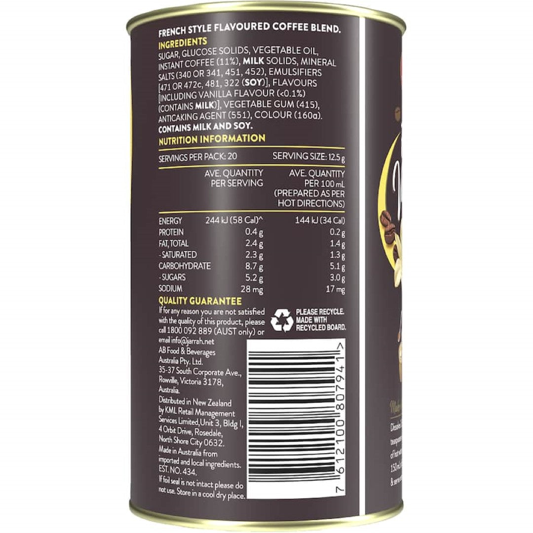 Jarrah Coffee Mix French Vanilla Pottle 250g