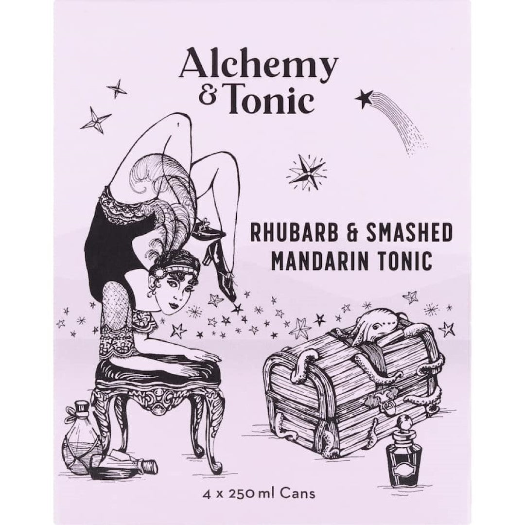 Alchemy & Tonic Tonic Water Rhubarb & Smashed Mandarin 250ml cans 4pack
