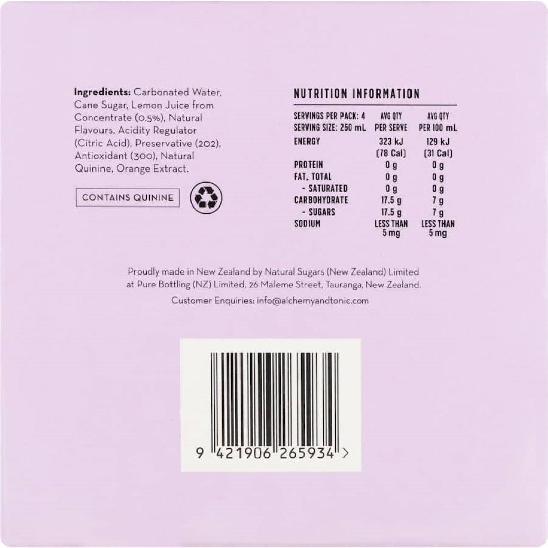 Alchemy & Tonic Tonic Water Rhubarb & Smashed Mandarin 250ml cans 4pack