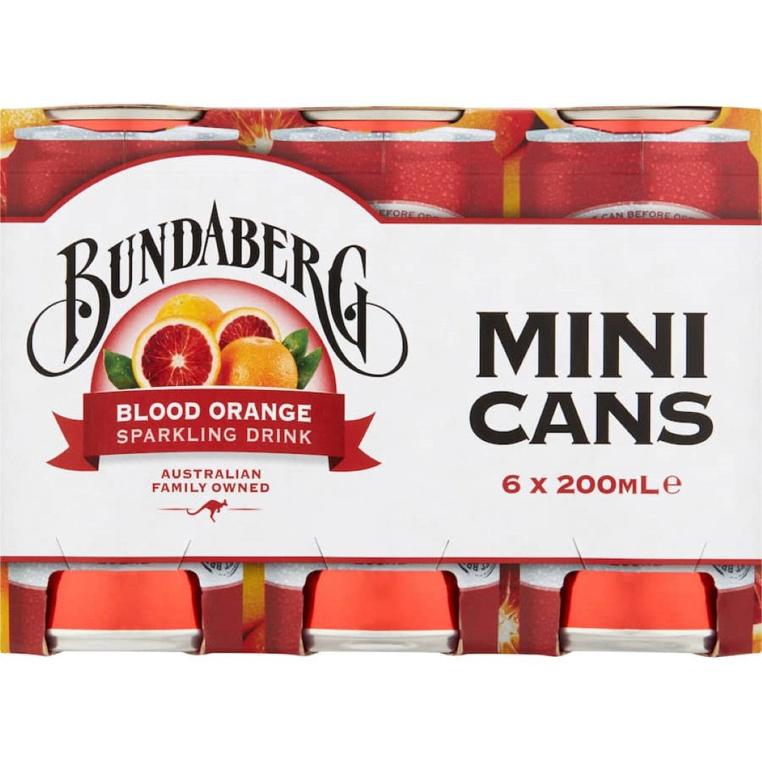 Bundaberg Soft Drink Sparkling Blood Orange 200ml cans 6pack