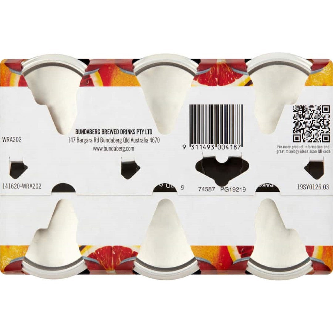 Bundaberg Soft Drink Sparkling Blood Orange 200ml cans 6pack