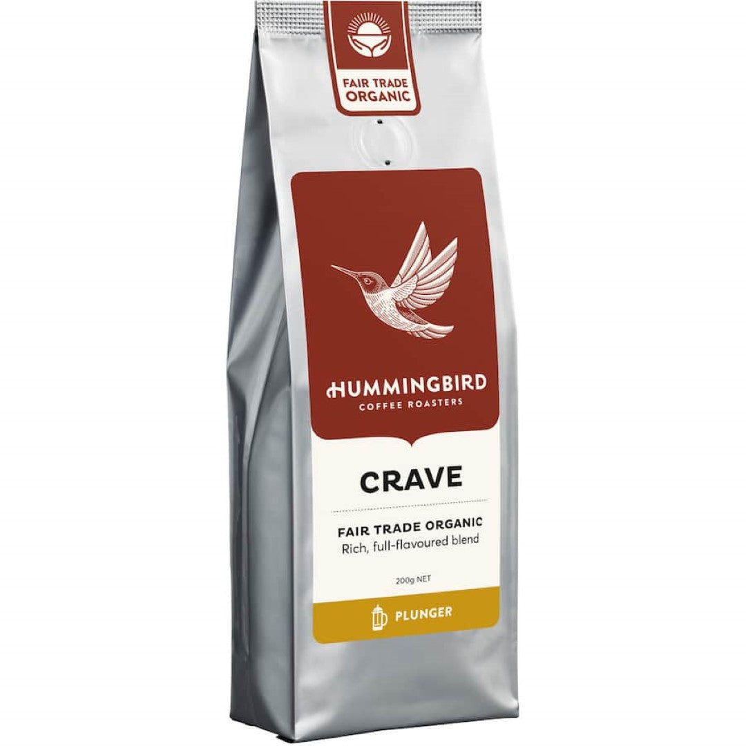 Hummingbird Coffee Plunger Crave Organic Fair Trade 200g