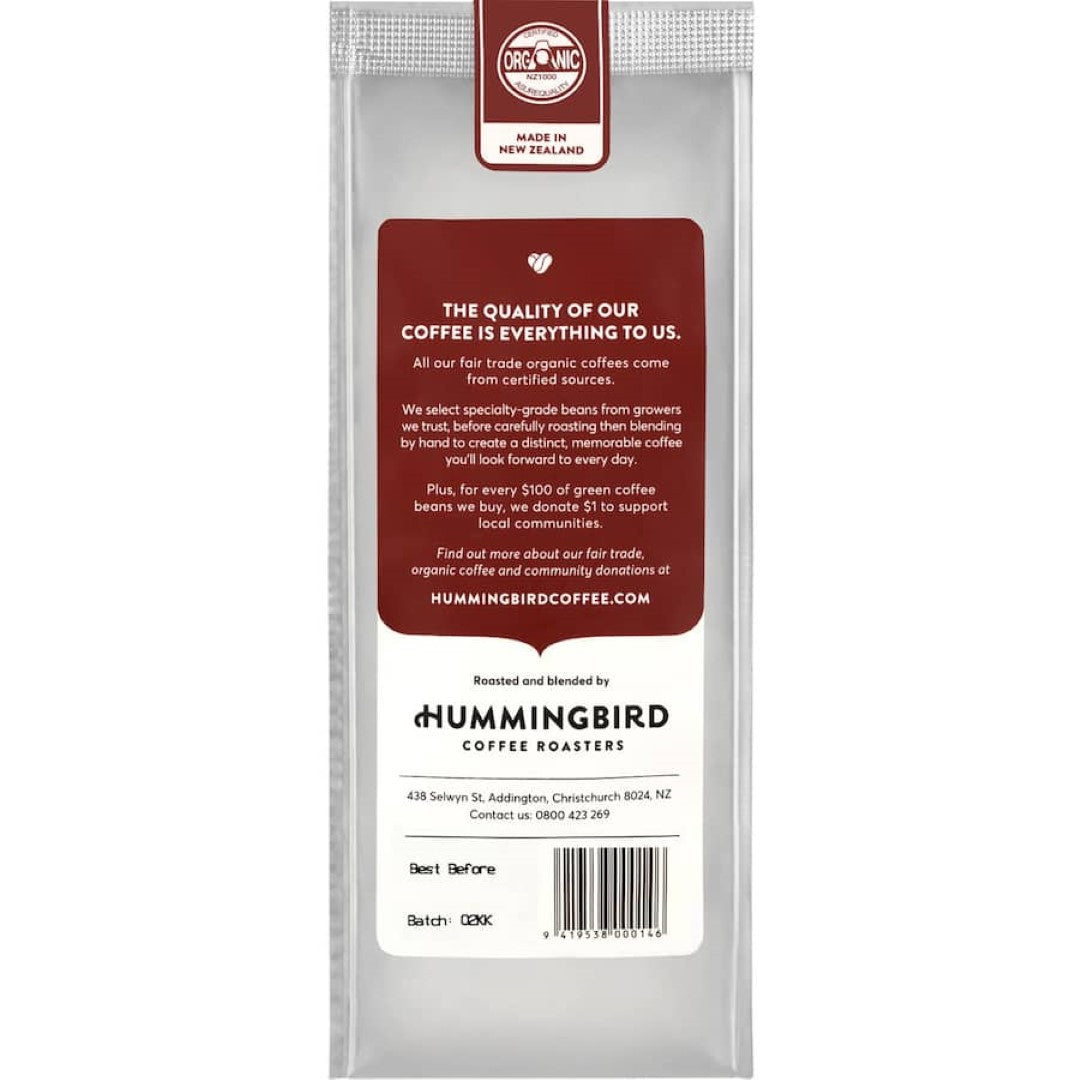 Hummingbird Coffee Plunger Crave Organic Fair Trade 200g