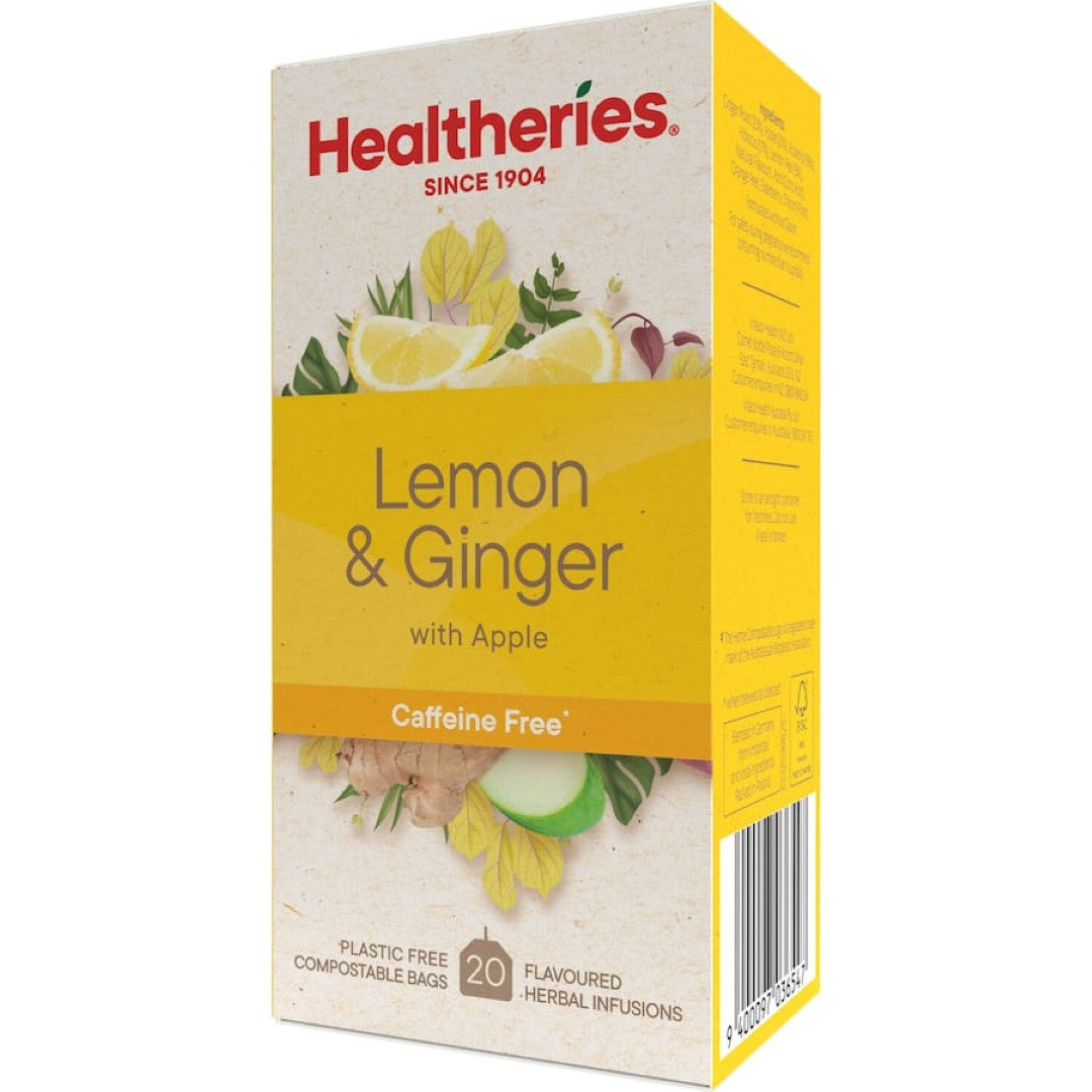 Healtheries Fruit Tea Lemon & Ginger Bags 20pack