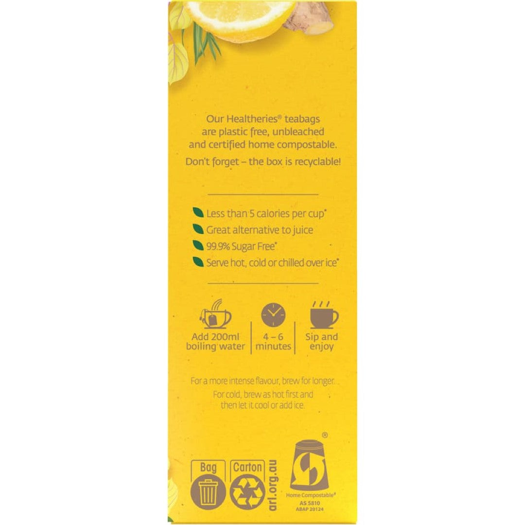 Healtheries Fruit Tea Lemon & Ginger Bags 20pack