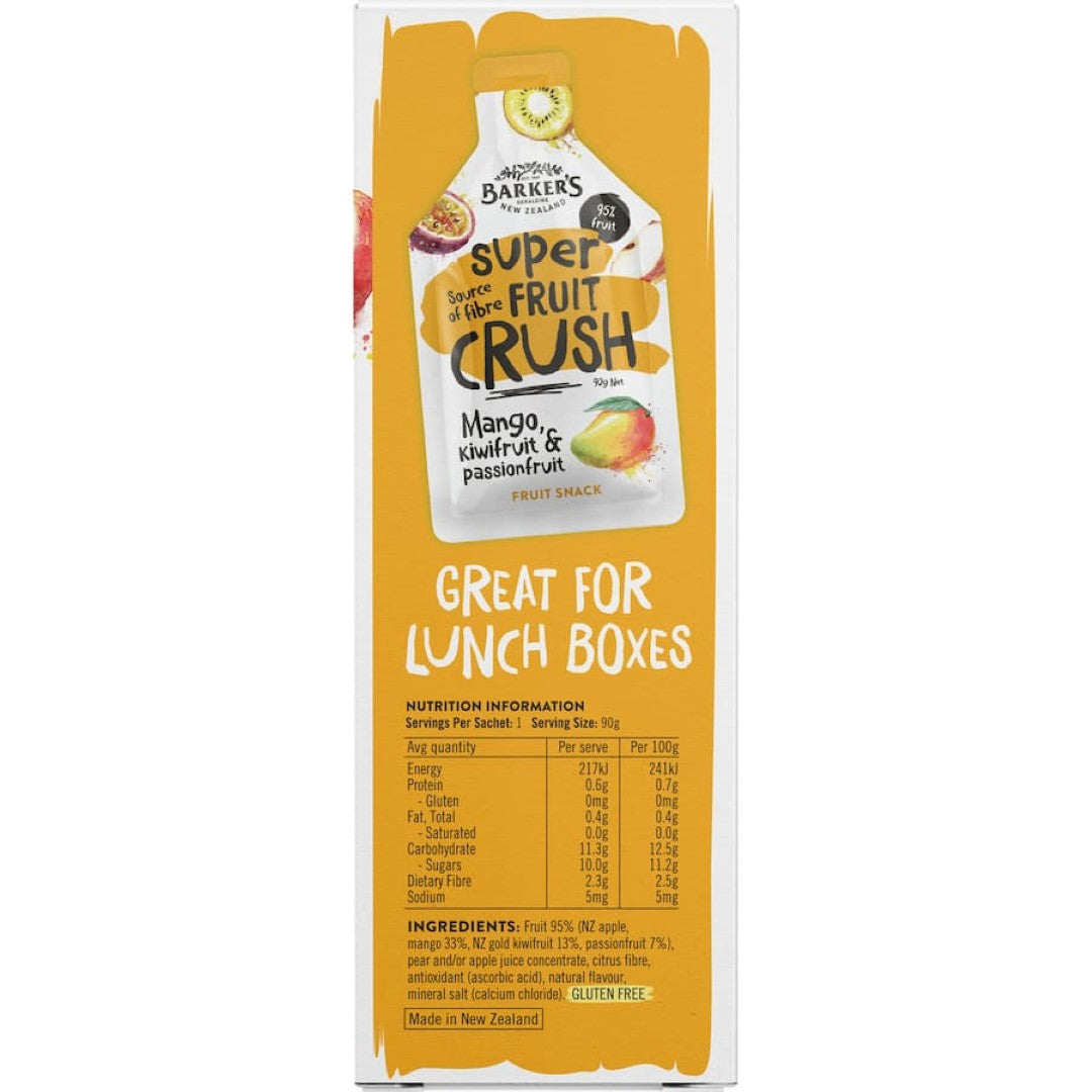 Barkers Super Fruit Crush Fruit Drink Mango Passionfruit Kiwifruit 90g pouches 4pack