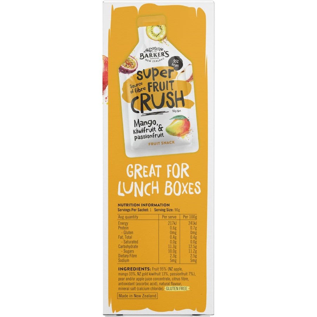 Barkers Super Fruit Crush Fruit Drink Mango Passionfruit Kiwifruit 90g pouches 4pack