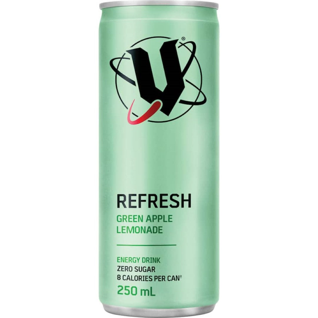 V Sugar Free Energy Drink Refresh Green Apple Lemonade Can 250mL