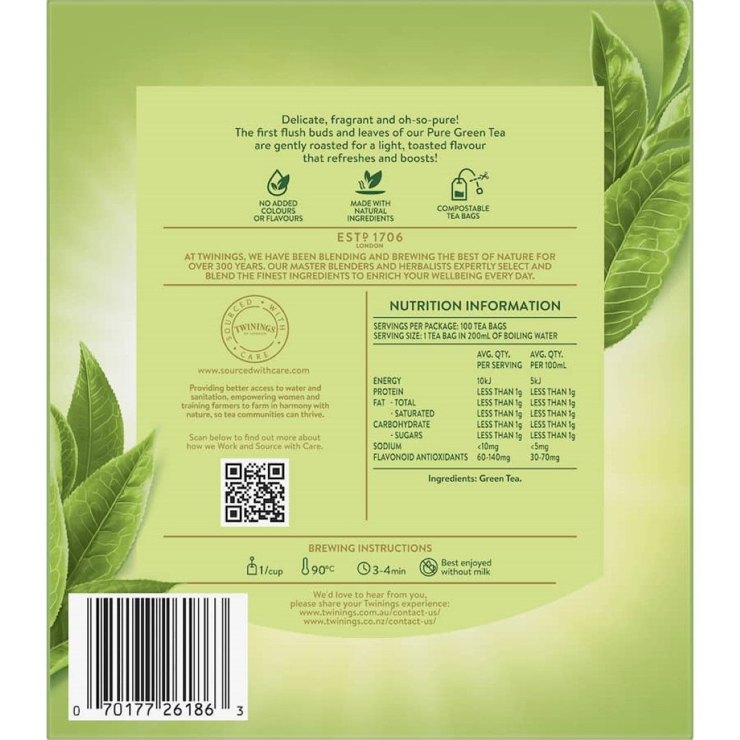 Twinings Green Tea Pure Bags 100pack